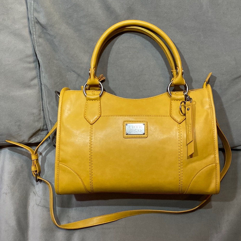 Frye & Co Woman’s Satchel Bag Golden Yellow Faux Leather Brand New Without Tags
